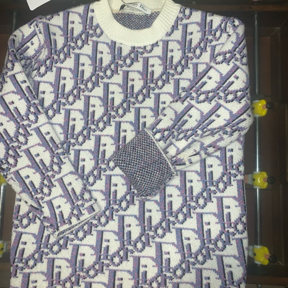 Kids Dior Cashmere Purple and White Sweater